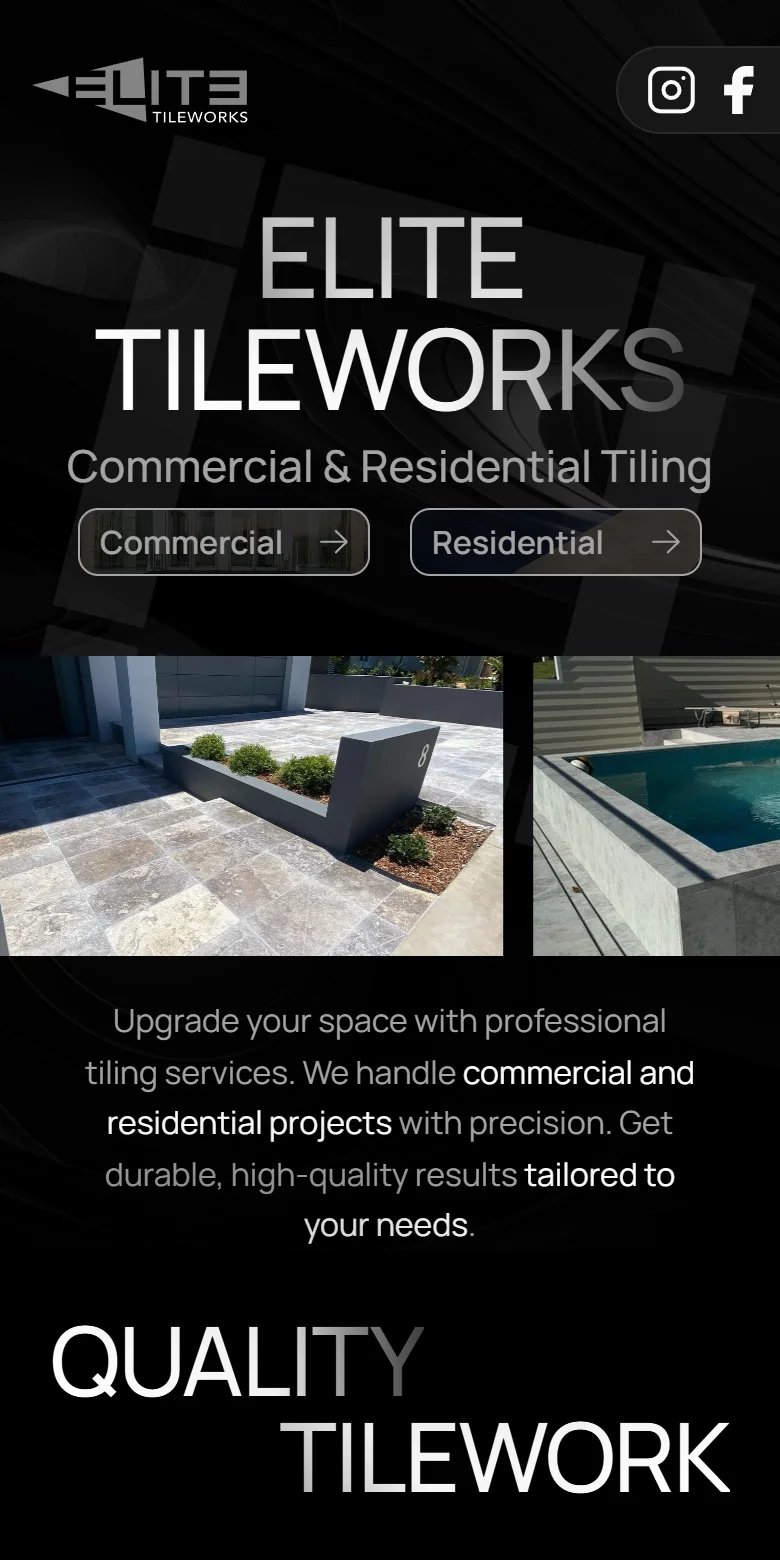 Landing page of elitetileworks.com.au